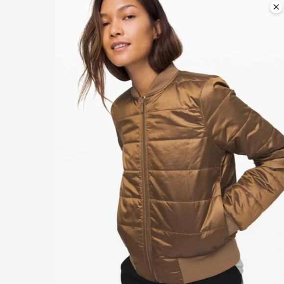 Lululemon 12 Non-Stop Bomber Jacket | Reversible Tan, Champagne Bronze, Sold Out - Picture 3 of 10